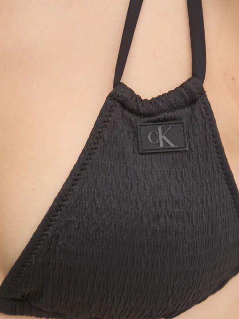 Calvin Klein biustonosz kąpielowy kolor czarny lekko usztywniona miseczka KW0KW02727