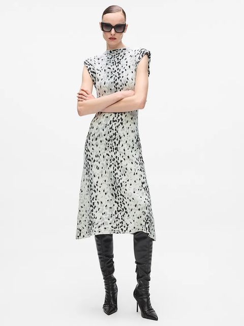 Karl Lagerfeld sukienka kolor biały midi rozkloszowana A4W13030