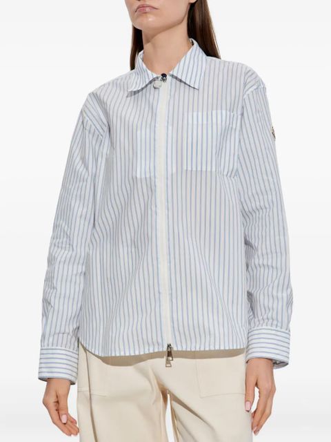 Moncler striped zip-up shirt - White