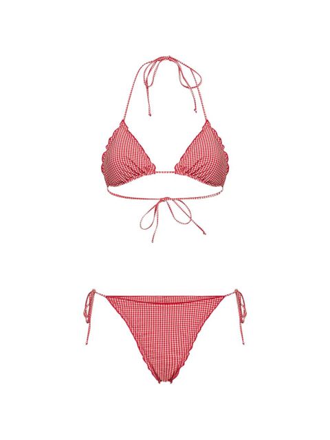 MC2 Saint Barth gingham-check triangle bikini - Red - zdjęcie produktu nr 1