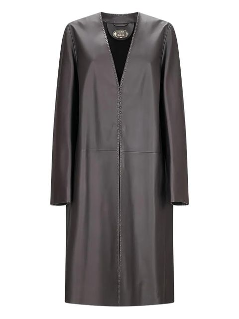 FENDI leather stitched-detail coat - Brown - zdjęcie produktu nr 1