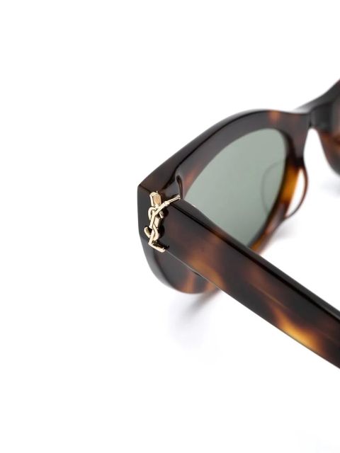 Saint Laurent Eyewear tortoiseshell logo-plaque sunglasses - Brown