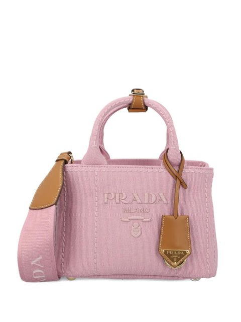 Prada embroidered handle cotton handbag - Pink - zdjęcie produktu nr 1
