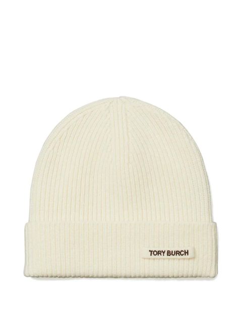 Tory Burch ribbed-knit beanie hat - White - zdjęcie produktu nr 1