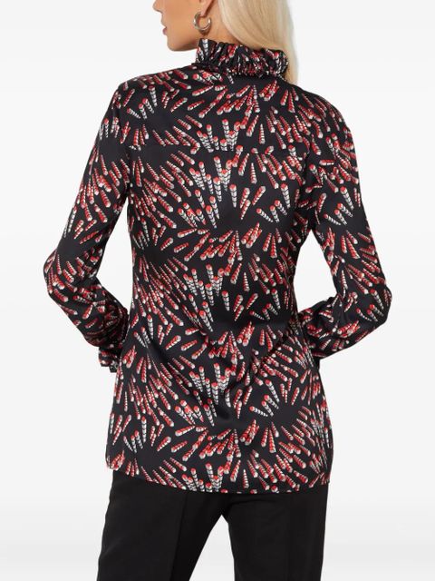 Rabanne ruffled patterned blouse - Black