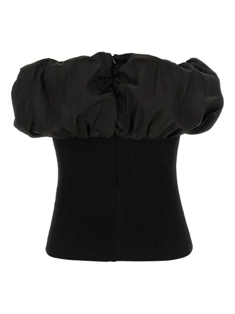 GANNI ribbed off-the-shoulder top - Black