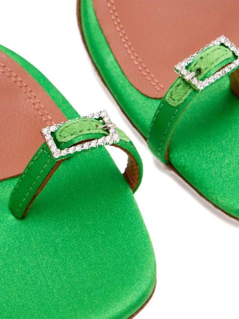 Amina Muaddi crystal-buckle satin sandals - Green