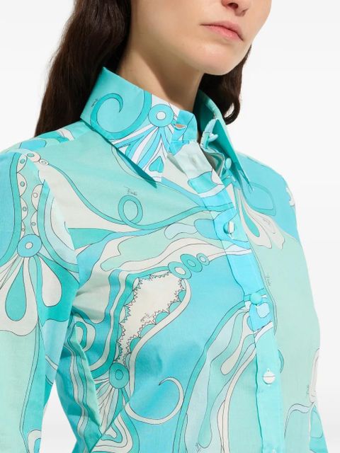 PUCCI Orchidee-print cotton shirt - Blue