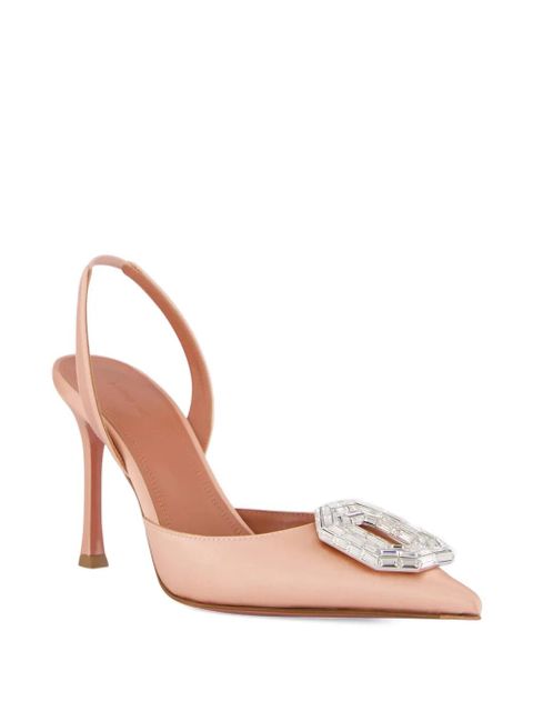 Amina Muaddi Camelia crystal-embellished slingback-strap pumps - Pink - zdjęcie produktu nr 2