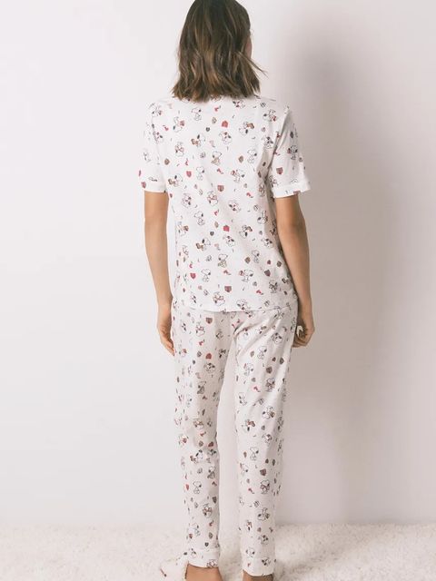 women'secret piżama bawełniana SNOOPY damska kolor beżowy bawełniana 3132214