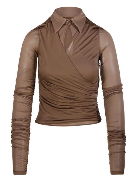Max Mara Aiello ruched collared shirt - Brown - zdjęcie produktu nr 1