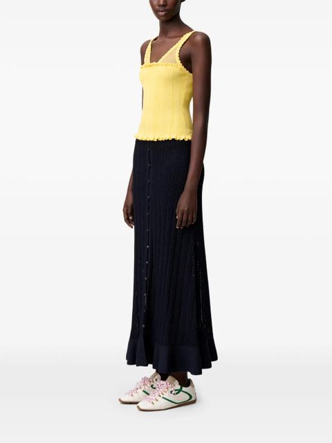 Claudie Pierlot ruffled pointelle-knit tank top - Yellow