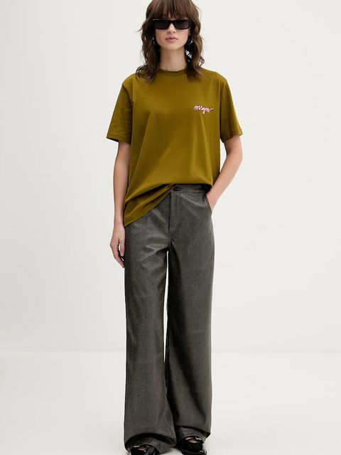 MSGM t-shirt bawełniany damski kolor zielony 3941MDM540.257798