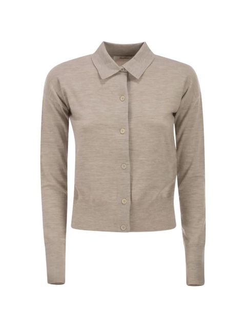 Max Mara shirt collar cropped wool cardigan - Neutrals - zdjęcie produktu nr 1