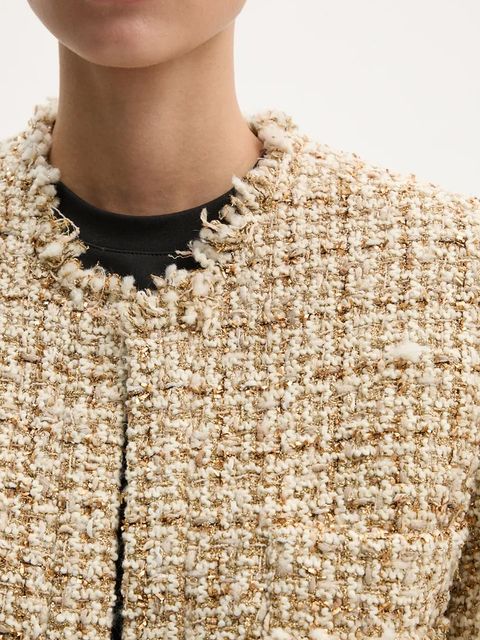 IRO marynarka wełniana kolor złoty niezapinana wzorzysta WM07CORALI