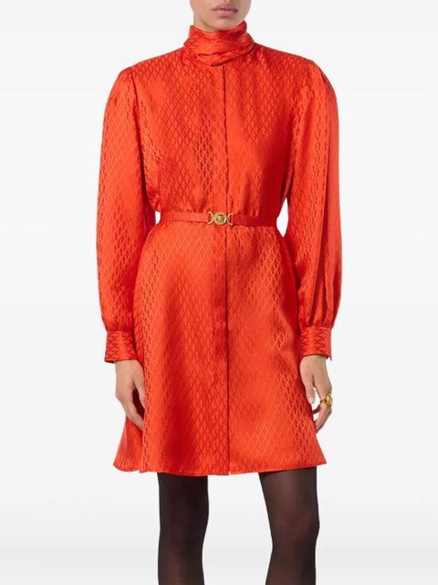Versace geometric-pattern belted dress - Red