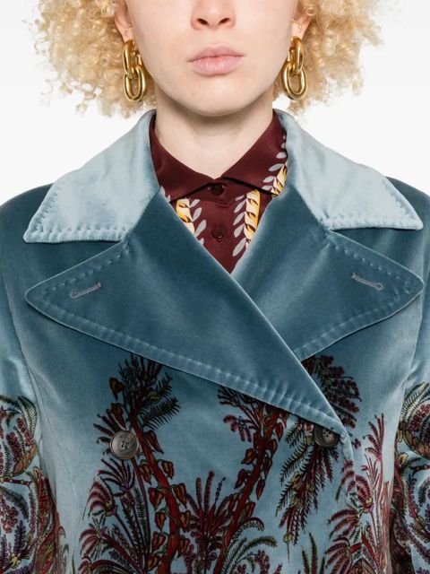 ETRO floral-print velvet jacket - Blue