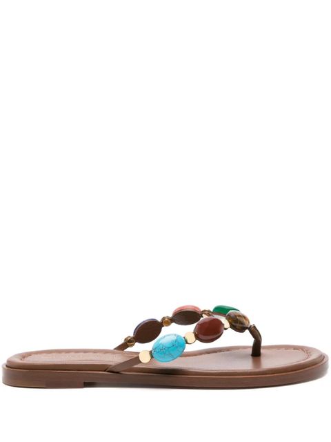 Gianvito Rossi Shanti embellished leather flip flops - Brown - zdjęcie produktu nr 1