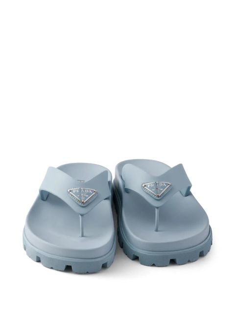 Prada triangle flat sandals - Blue