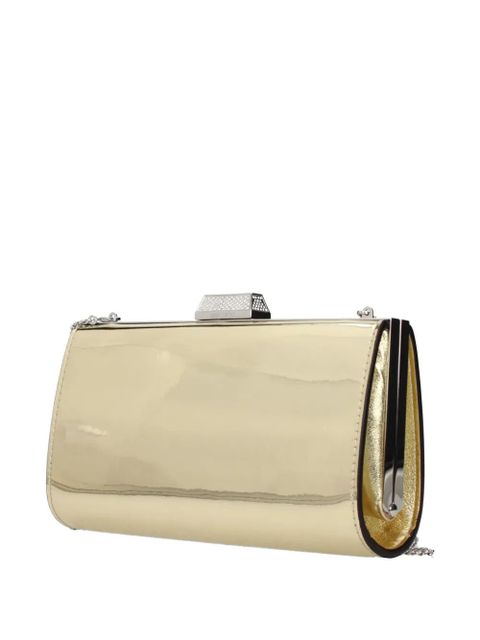 Jimmy Choo leather crystal-embellished clutch bag - Gold