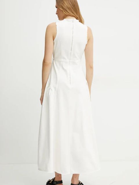 Ivy Oak sukienka jeansowa MARCA ANN kolor beżowy maxi rozkloszowana IO117661