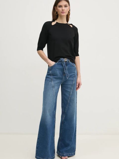 Twinset sweter damski kolor czarny lekki 251TP3490