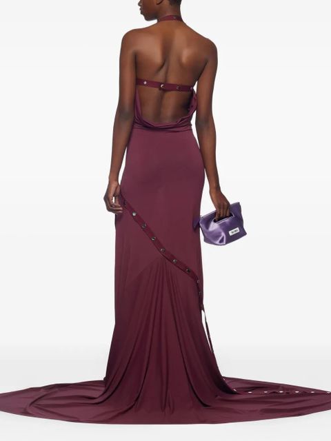 The Attico halterneck button-detail dress - Red