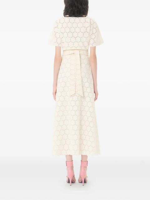Valentino Garavani midi dress in Fleurs à Jours cotton - Neutrals
