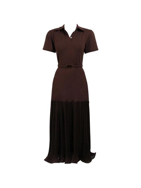 Rowen Rose pleated maxi polo dress - Brown - zdjęcie produktu nr 1