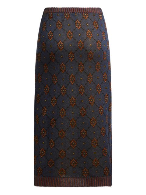 ETRO pattern knit midi skirt - Blue - zdjęcie produktu nr 2