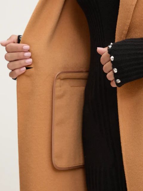 Patrizia Pepe płaszcz wełniany kolor beżowy przejściowy