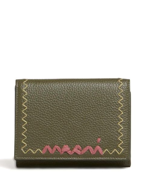 Marni textured leather bi-fold wallet - Green