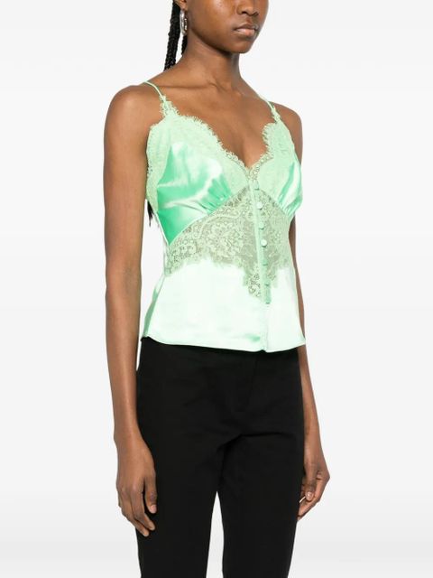 Self-Portrait lace buttoned top - Green