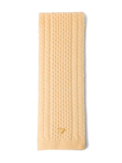 Prada triangle-logo cable-knit scarf - Neutrals - zdjęcie produktu nr 2