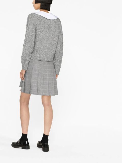 GANNI contrasting-collar cable-knit cardigan - Grey