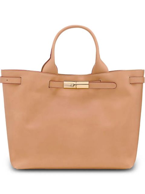 Longchamp Le Roseau L leather tote bag - Brown - zdjęcie produktu nr 1