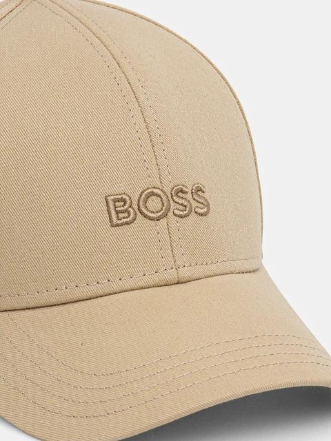 BOSS czapka z daszkiem bawełniana kolor beżowy z aplikacją 50519889 - zdjęcie produktu nr 1