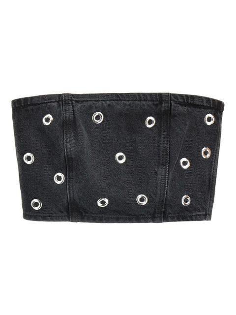 ROTATE BIRGER CHRISTENSEN studded denim top - Black - zdjęcie produktu nr 1