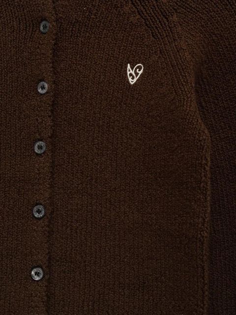 Acne Studios heart-embroidered buttoned cardigan - Brown