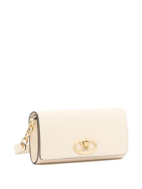 Valentino Garavani VLogo The Bold Edition wallet with shoulder strap in nappa leather - Neutrals