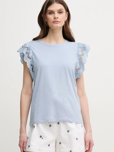 Pepe Jeans t-shirt bawełniany VIC damski kolor niebieski PL506067