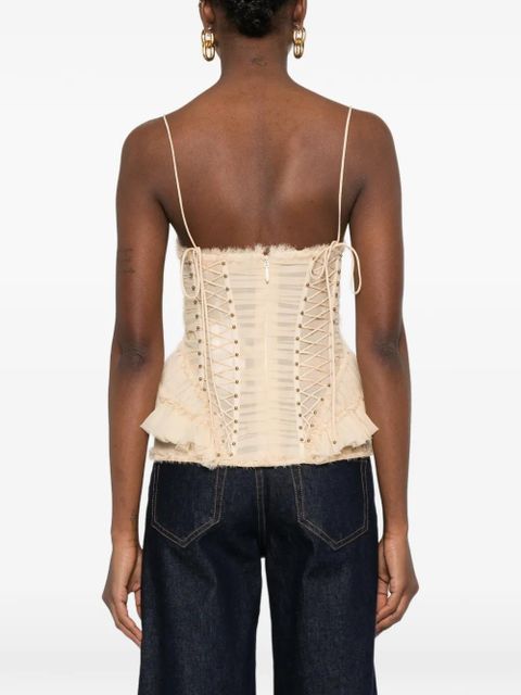 ZIMMERMANN Rebellion frayed top - Neutrals