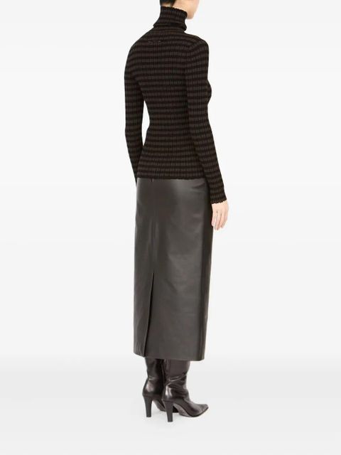 MM6 Maison Margiela ribbed knit turtleneck T-shirt - Brown