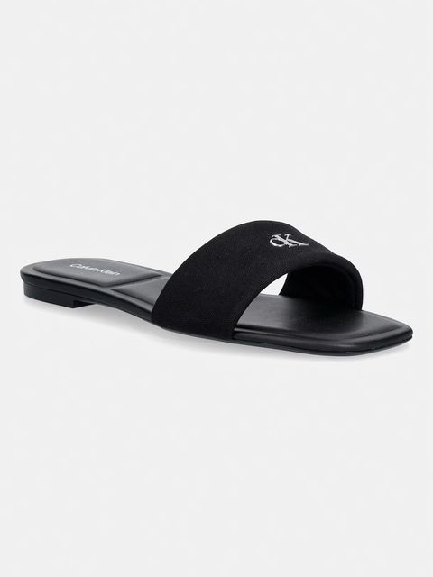Calvin Klein klapki damskie SQUARE FLAT SNDL CANVAS HW - zdjęcie produktu nr 1