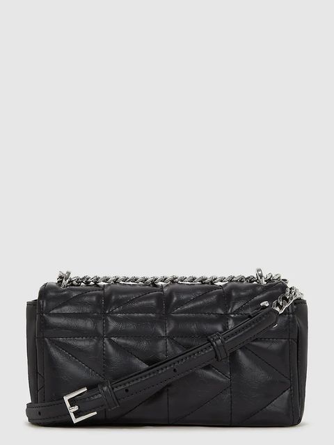 Karl Lagerfeld torebka skórzana K/KUILT kolor czarny A4W30051