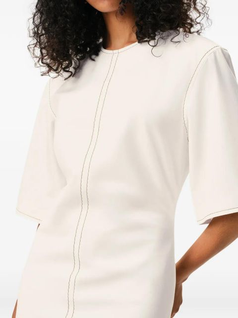 AMI Paris short-sleeve topstitch midi dress - Neutrals
