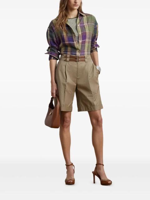Lauren Ralph Lauren buckle-belt cotton shorts - Neutrals