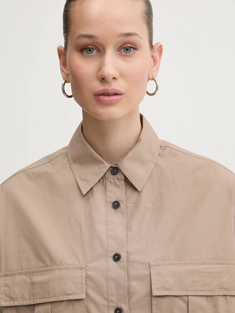 Karl Lagerfeld Jeans koszula damska kolor beżowy relaxed z kołnierzykiem klasycznym A1W11032