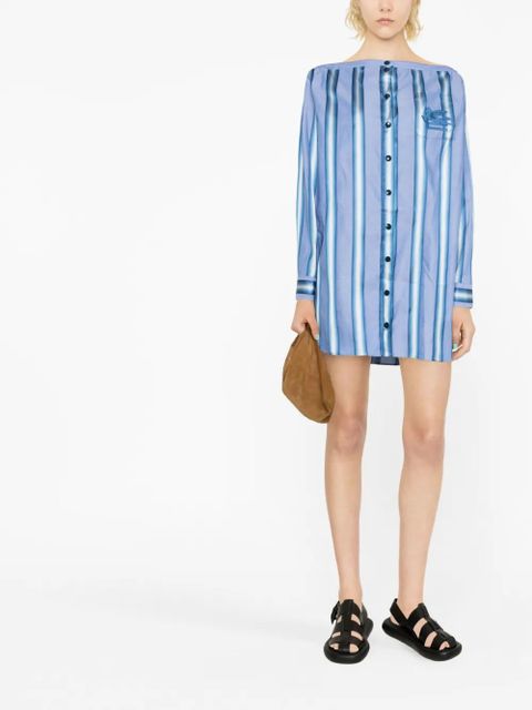 ETRO vertical-stripe long-sleeve shirt dress - Blue