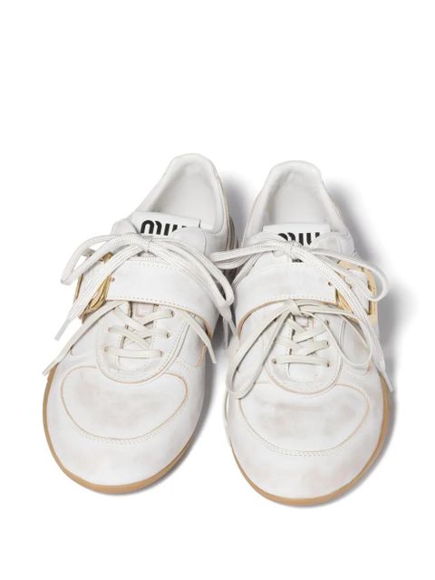 Miu Miu Gymnasium leather sneakers with strap and buckle - White